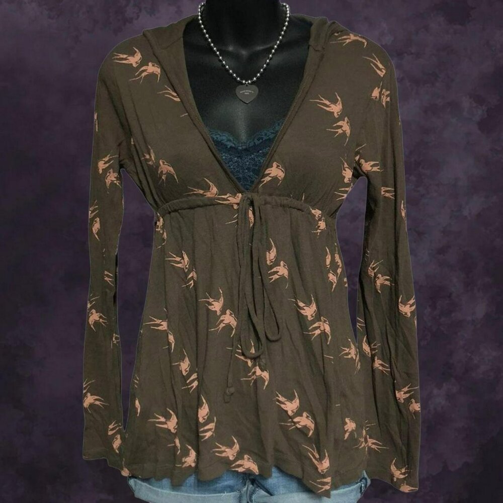 Y2K Brown Babydoll Top